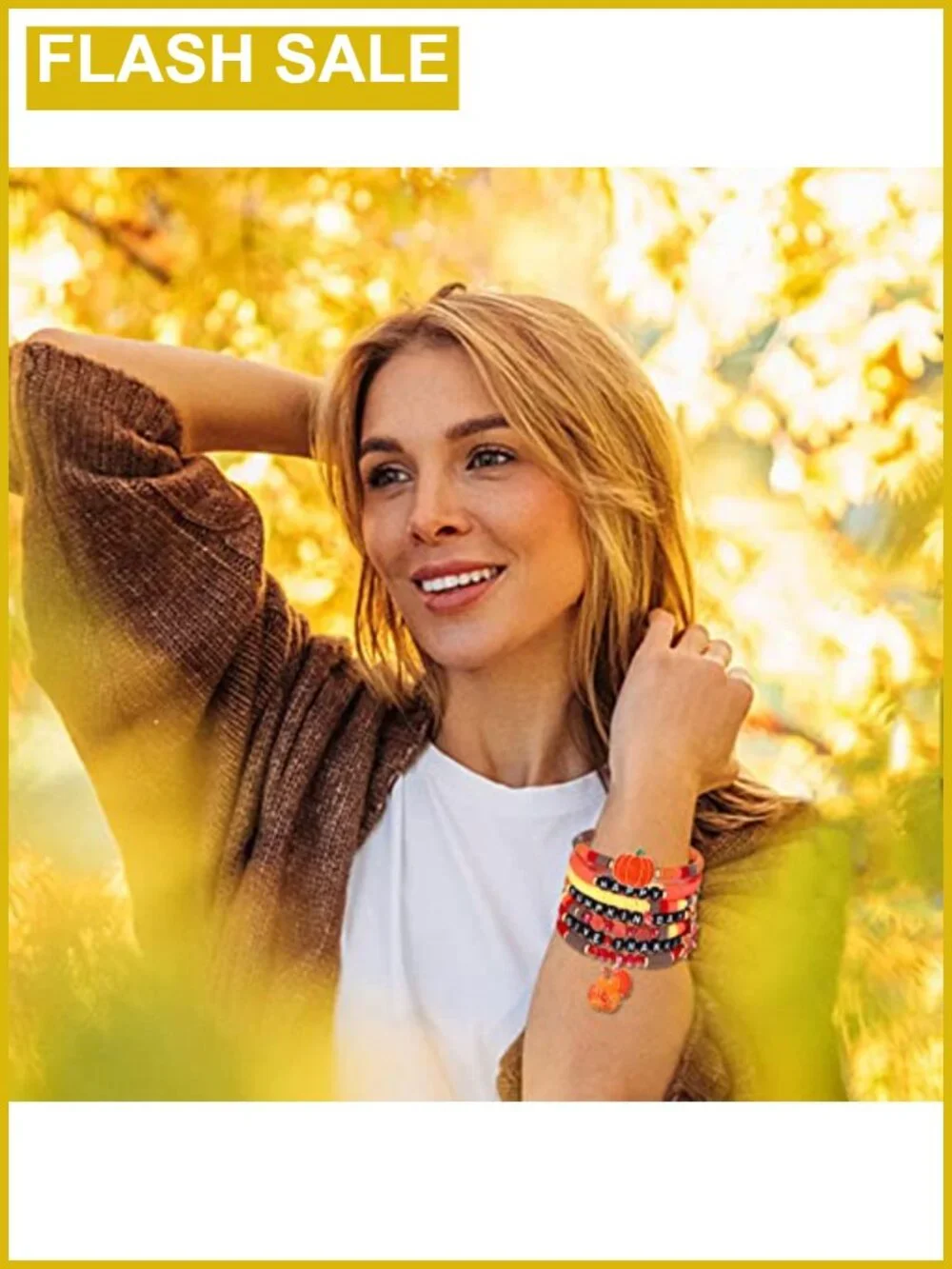 Thanksgiving Beaded Stretch Bracelet Set Stackable Fall Charm Jewelry